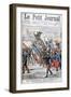 French Troops Parading Past the Monument to the Battle of Waterloo, 1904-null-Framed Giclee Print
