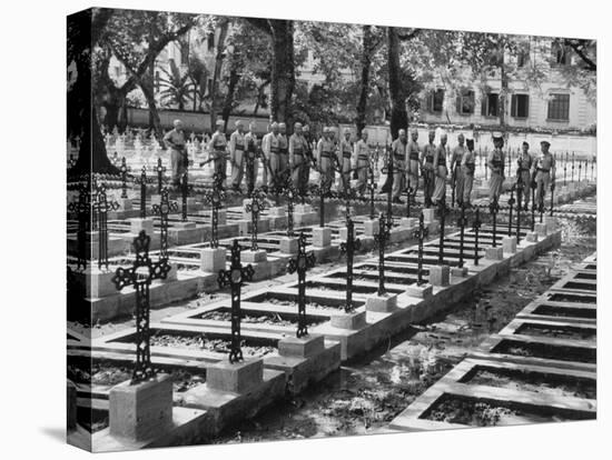 French Troops Paying Last Respects to Fallen Comrades Prior to Leaving City-null-Stretched Canvas