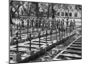 French Troops Paying Last Respects to Fallen Comrades Prior to Leaving City-null-Mounted Photographic Print