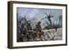 French Troops Rest Amid Ruins of a Church at Dompierre, 1916-Francois Flameng-Framed Giclee Print