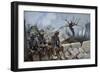French Troops Rest Amid Ruins of a Church at Dompierre, 1916-Francois Flameng-Framed Giclee Print