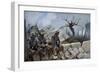 French Troops Rest Amid Ruins of a Church at Dompierre, 1916-Francois Flameng-Framed Giclee Print