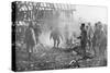 French Troops Using Flamethrowers to Flush Out Germans from their Shelters, Cantigny, France, 1918-null-Stretched Canvas