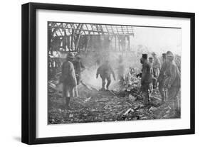 French Troops Using Flamethrowers to Flush Out Germans from their Shelters, Cantigny, France, 1918-null-Framed Giclee Print
