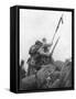 French Troops with their Regimental Flag, the 2nd Battle of Champagne, France, 25 September 1915-null-Framed Stretched Canvas