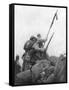 French Troops with their Regimental Flag, the 2nd Battle of Champagne, France, 25 September 1915-null-Framed Stretched Canvas