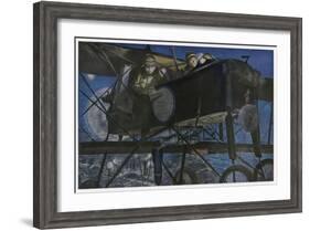 French "Voisin" Bomber Carries out a Night Raid-Francois Flameng-Framed Art Print