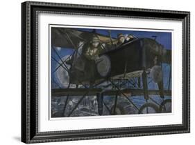 French "Voisin" Bomber Carries out a Night Raid-Francois Flameng-Framed Art Print