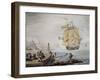 French War Brig, Watercolor, 19th Century-null-Framed Giclee Print