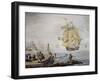French War Brig, Watercolor, 19th Century-null-Framed Giclee Print