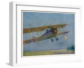 French Warplane Leaves on the Dawn Patrol-Maurice Bourgignon-Framed Art Print