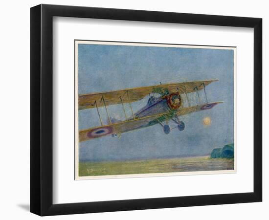 French Warplane Leaves on the Dawn Patrol-Maurice Bourgignon-Framed Art Print