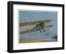 French Warplane Leaves on the Dawn Patrol-Maurice Bourgignon-Framed Art Print