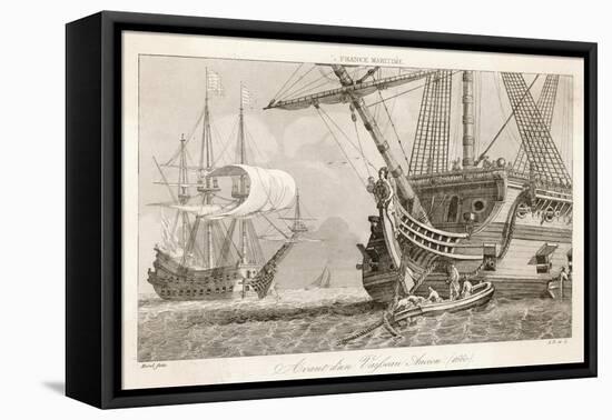 French Warships at Anchor-Morel-Framed Stretched Canvas