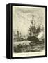 French Warships Attacked by a British Fleet-null-Framed Stretched Canvas