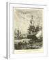 French Warships Attacked by a British Fleet-null-Framed Giclee Print