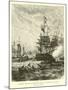 French Warships Attacked by a British Fleet-null-Mounted Giclee Print