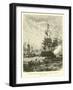 French Warships Attacked by a British Fleet-null-Framed Giclee Print