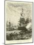 French Warships Attacked by a British Fleet-null-Mounted Giclee Print