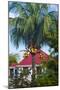 French West Indies, St-Barthelemy. Gustavia, harborside building with palm tree-Walter Bibikow-Mounted Photographic Print