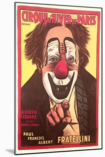 French Winter Circus, Clown-null-Mounted Art Print