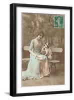 French Woman Talking to Rat Terrier-null-Framed Art Print