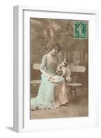 French Woman Talking to Rat Terrier-null-Framed Art Print