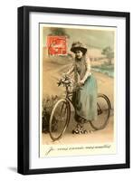 French Woman with Bicycle-null-Framed Art Print