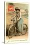 French Woman with Bicycle-null-Stretched Canvas