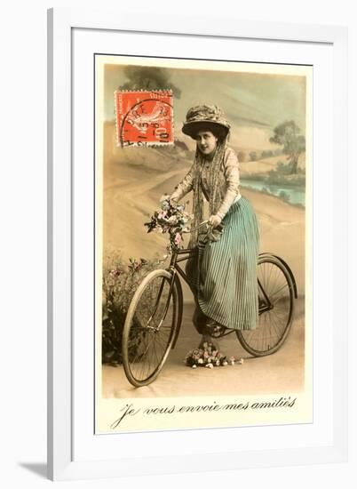 French Woman with Bicycle-null-Framed Art Print