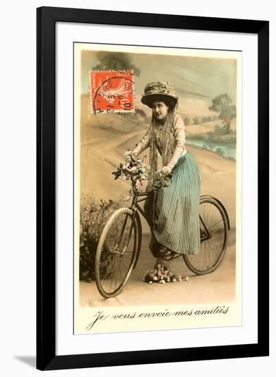 French Woman with Bicycle-null-Framed Art Print