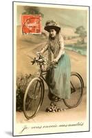 French Woman with Bicycle-null-Mounted Art Print