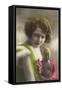 French Woman with Buddha Statue-null-Framed Stretched Canvas