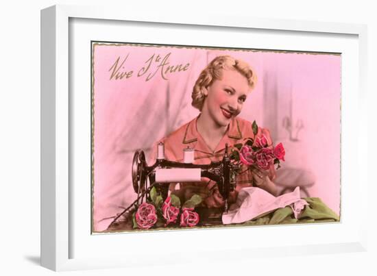 French Woman with Sewing Machine-null-Framed Art Print