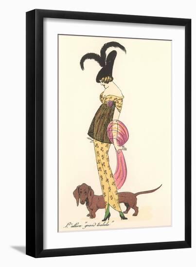 French Women's Art Deco Fashion, Dachshund-Found Image Press-Framed Giclee Print