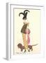 French Women's Art Deco Fashion, Dachshund-Found Image Press-Framed Giclee Print