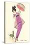 French Women's Art Deco Fashion, Dog-Found Image Press-Stretched Canvas
