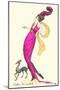 French Women's Art Deco Fashion, Dog-Found Image Press-Mounted Giclee Print