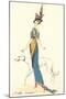 French Women's Art Deco Fashion, Greyhound-Found Image Press-Mounted Giclee Print