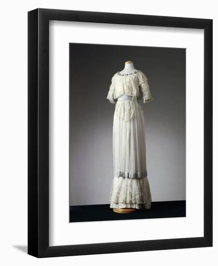 French Women's Dress in Aquamarine Chiffon-null-Framed Giclee Print