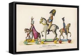 French Wooden Toy Soldiers on Their Horses Which Have Wheels-null-Framed Stretched Canvas