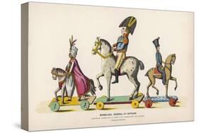 French Wooden Toy Soldiers on Their Horses Which Have Wheels-null-Stretched Canvas