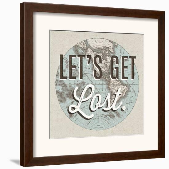 French World Map Inspiration Lets Get Lost-null-Framed Art Print