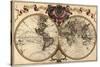 French World Map Shows Nautical Exploration Routes and Political Boundaries, 1720-null-Stretched Canvas