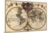 French World Map Shows Nautical Exploration Routes and Political Boundaries, 1720-null-Mounted Premium Giclee Print