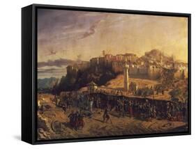 French Zouaves under Command of Colonel Lamoriciere Entering City of Constantine-Eugene Flandin-Framed Stretched Canvas