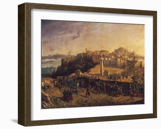 French Zouaves under Command of Colonel Lamoriciere Entering City of Constantine-Eugene Flandin-Framed Giclee Print