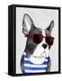 Frenchie Summer Style-Barruf-Framed Stretched Canvas