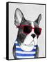 Frenchie Summer Style-Barruf-Framed Stretched Canvas