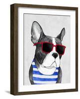 Frenchie Summer Style-Barruf-Framed Art Print